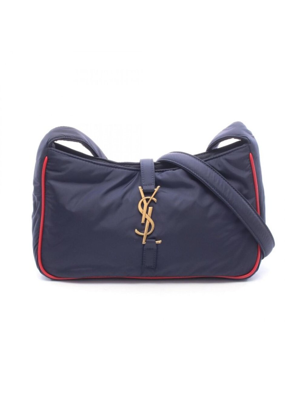 Saint Laurent Paris Shoulder Buckle Cassette Navy Red Nylon Leather Le 5 a 7